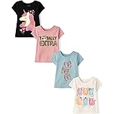 The Children's Place Baby-Girls and Toddler Unicorns,Butterflies,Trends Short Sleeve Graphic T-Shirts,4 Pack