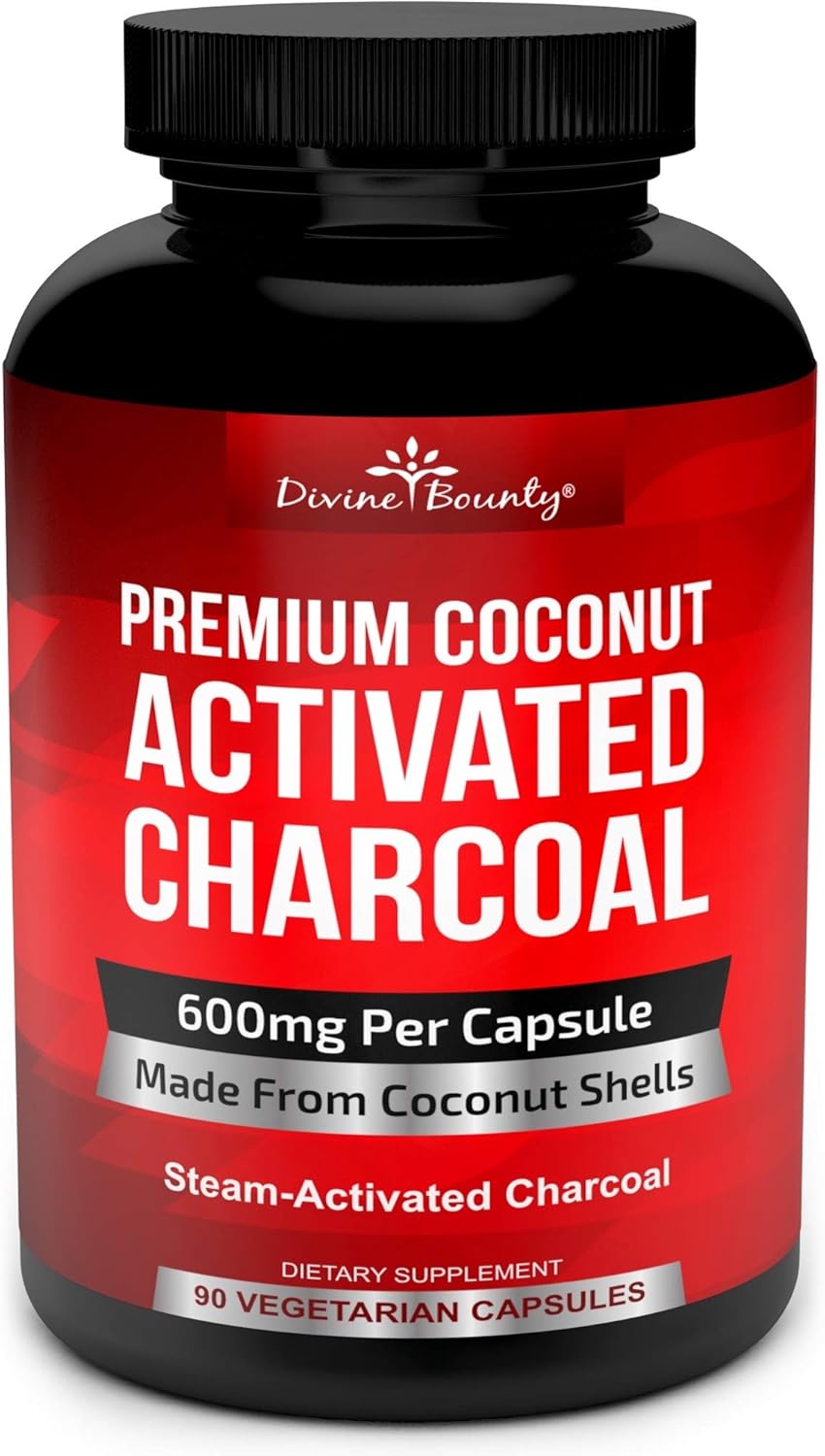 Organic Activated Charcoal Capsules - 600mg Coconut Charcoal Pills - 90 Veggie Caps: Health & Personal Care