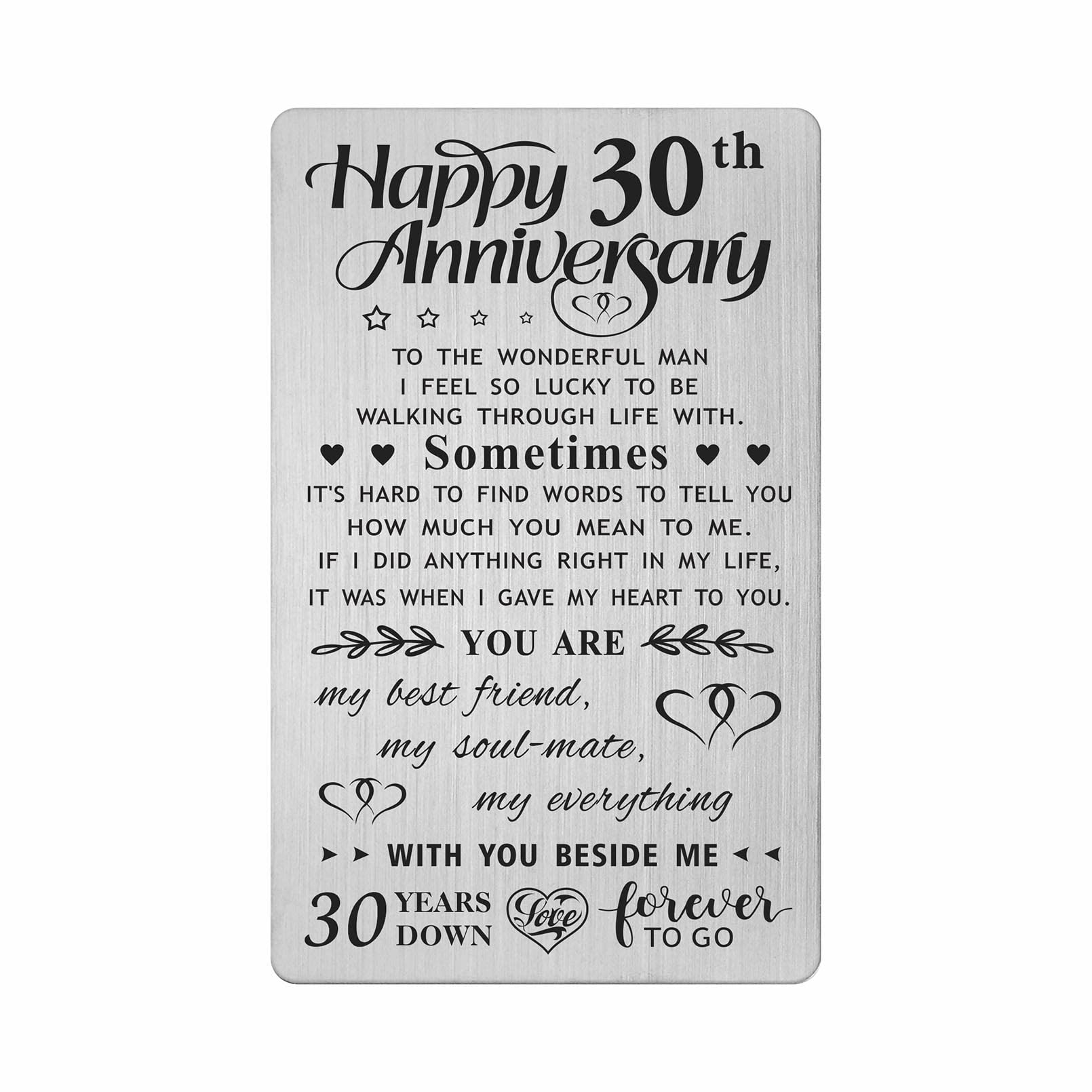 FALOGI 30th Wedding Anniversary Card Gifts for Him Husband, Happy 30 Year Anniversary Card Presents, Metal Engraved Wallet Card