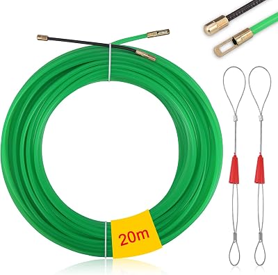 Zocipro 20M Fish Tape Wire Puller 4mm Rods Electric Cable Threader Tool