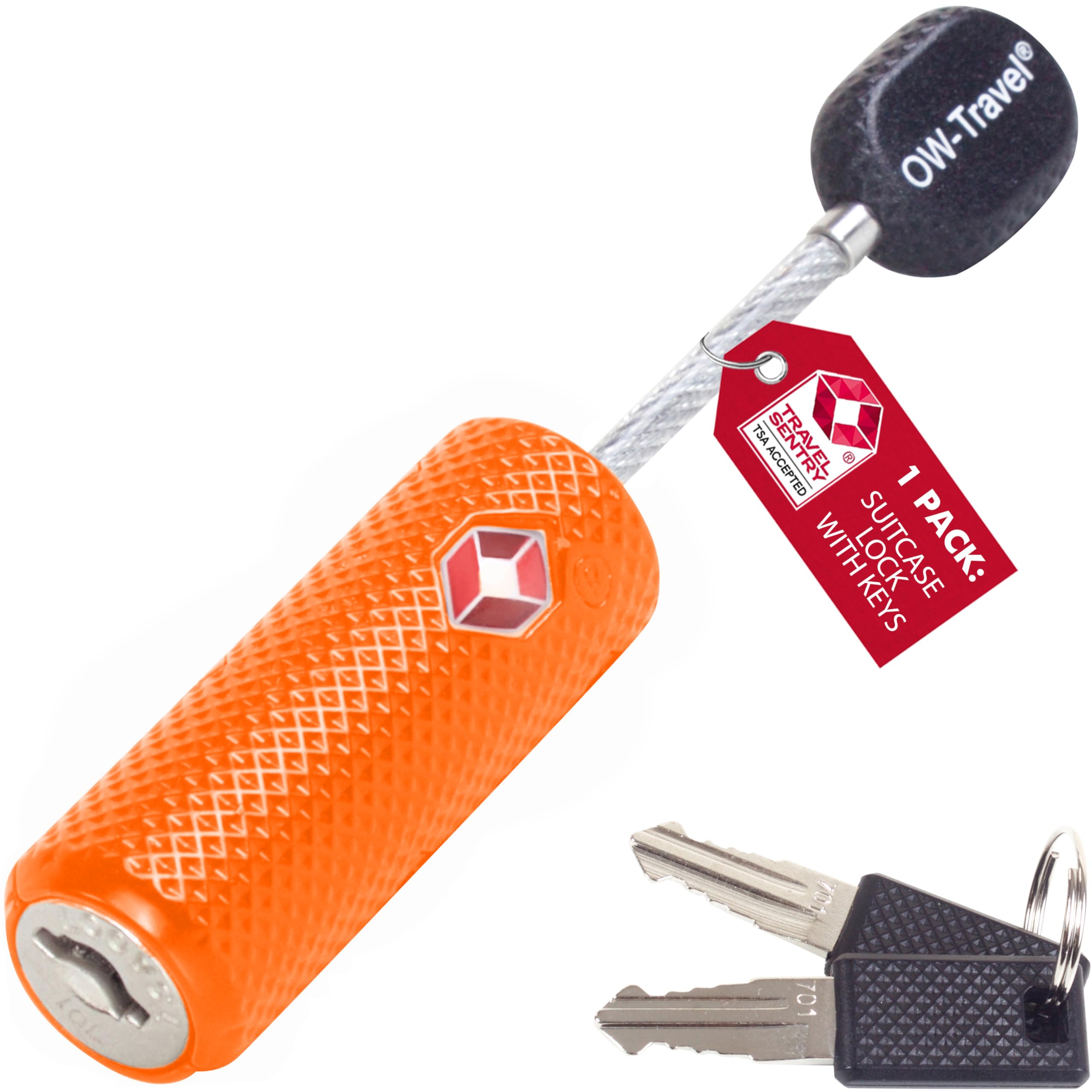 OW-Travel TSA Approved Luggage Locks Suitcase Locks with Keys (1 Pack Orange) Flexible Cable Travel Padlock Bag Small Padlock. Luggage Padlocks for Suitcases. Mini Wire TSA Suitcase Padlocks with Keys