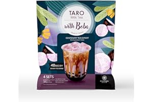 ORIENTAL TEA BOX New Brown Sugar Bubble Taro Milk Tea with Boba Tapioca Pearls (4 Packs)