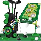 Liberry Toddler Golf Set for Ages 2 3 4 Boys Girls, Kids Golf Cart with Putting Mat & Cornhole Board, Outdoor Indoor Sports Toys Birthday Gifts, Black