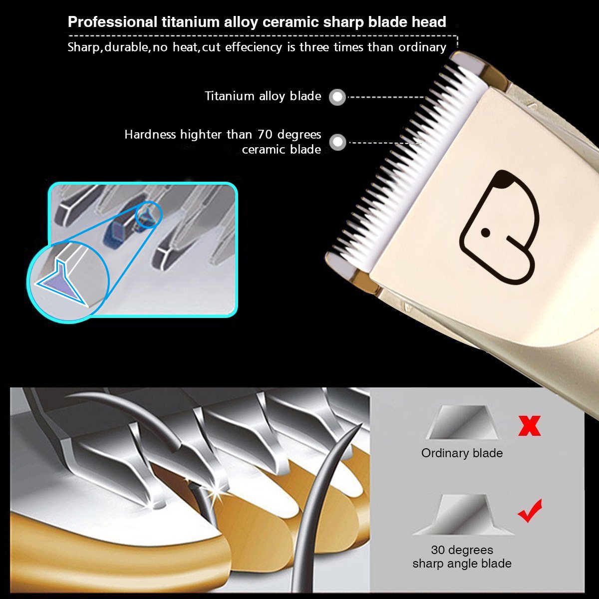Pet Grooming Clippers,Focuspet Rechargeable Cordless Dog Grooming Clippers Kit Low Noise Electric Hair Trimming Clippers Set For Small Medium Large Dogs Cats Other Animals