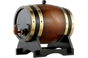 (1.5L3L5L10L) Oak Aging Barrel with Brackets and Faucet, Wooden Wine Barrel, for Home Brewer, Cocktail Aging(D,5L)