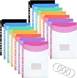 Thboxes A4 Plastic Punched Pockets 14 Pack Expandable Folders 7 Colors