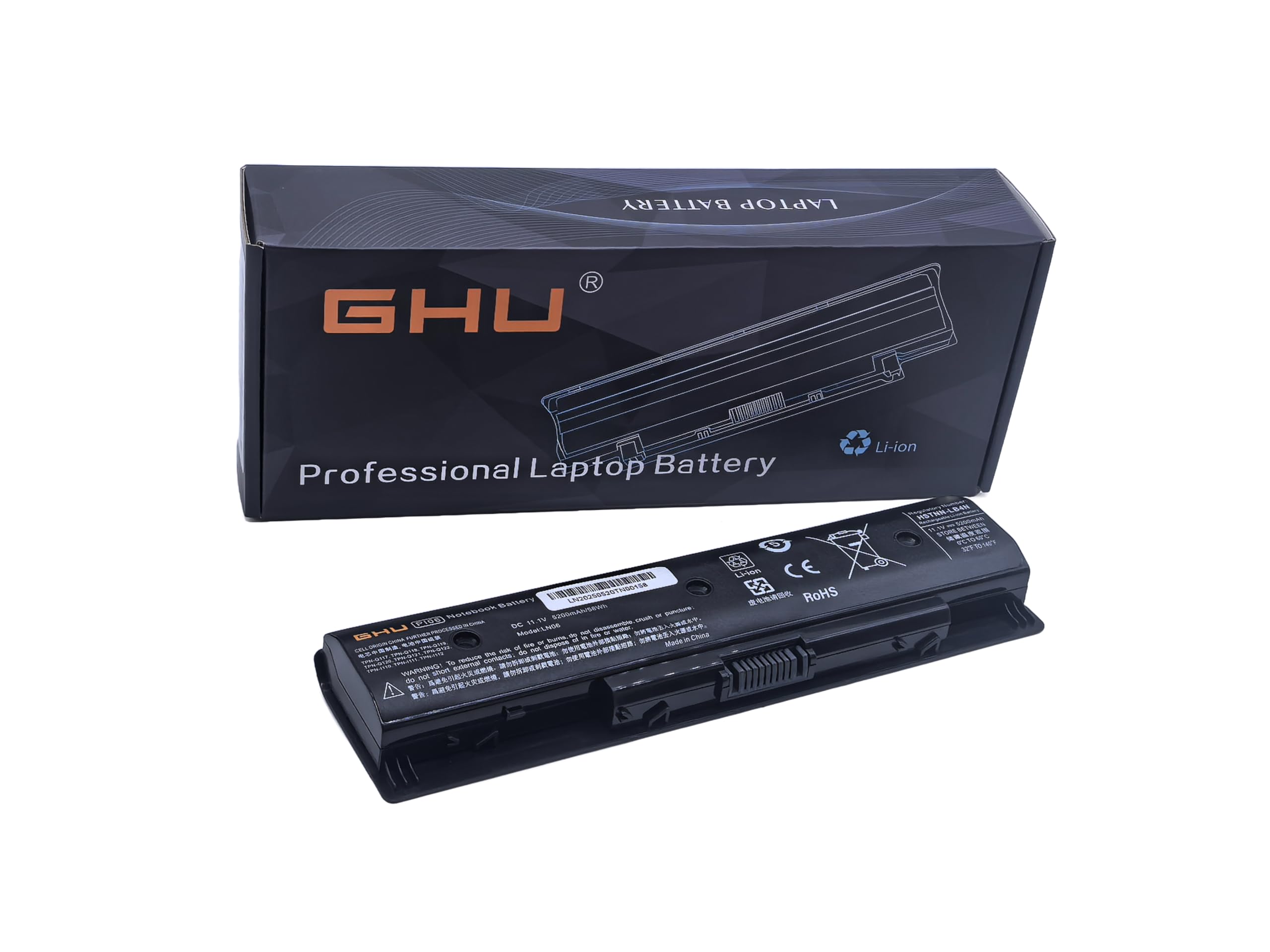 GHU New Battery PI06 PI06XL Compatible with HP Notebook HSTNN-LB4N HSTNN-UB4N HSTNN-LB4O PI09 PN 710416-001 710417-001 HSTNN-YB4N HSTNN-YB4O P106 PI06 PI06XL PI09 58WH 5200mAH 10.8v11.1v