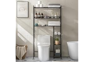 LAUREN HAROLD Lauren&Harold Over Toilet Bathroom Organizer 33",6-Tier Over The Toilet Storage Cabinet,Over The Toilet Storage Shelf for Restroom,Laundry(Black)