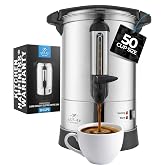 Zulay Kitchen 50 Cup Coffee Urn Commercial Coffee Maker, Hot Water Urn - Large Coffee Maker With Double-Wall Stainless Steel, Quick Brew, Stays Hot for Tea &amp; Beverage at Events &amp; Catering - Silver