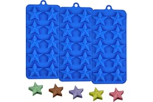 EDUEE Star Chocolate Molds 3pcs Silicone Star Candy Molds for Baking Ice Cube Resin Soap Jelly(Star Size 1.93in)