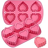 Kamehame Heart Bunt Cake Pans, 2 Pack Heart Shape Muffin Pan Small Heart Shaped Cake Pans Nonstick Heart Silicone Molds for Baking