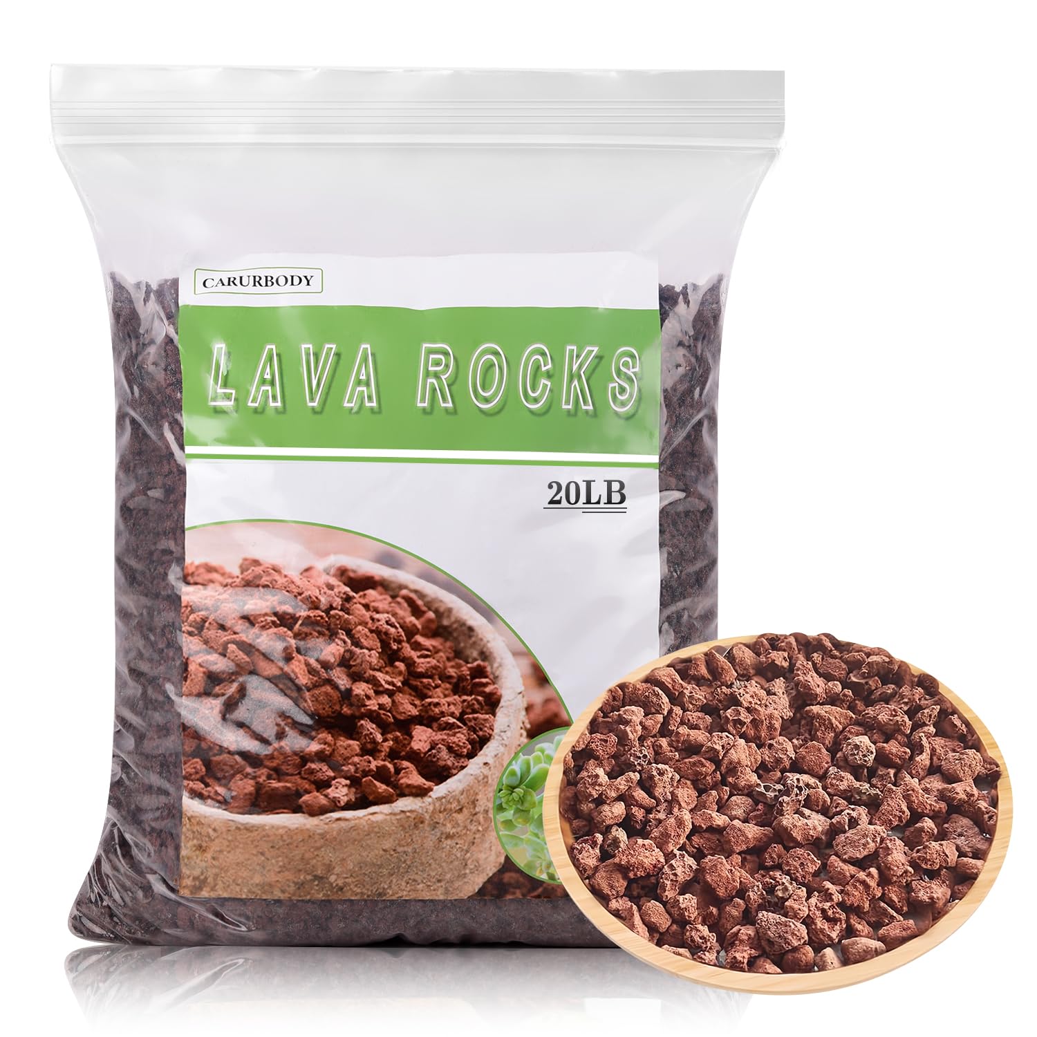 CARURBODY Lava Rocks for Plants -100% Pure Volcanic Rock No Dyes or Chemicals-Best Lava Stones Top Dressing for Cacti Succulents Plants,Bonsai (Red, 20LBS) Image