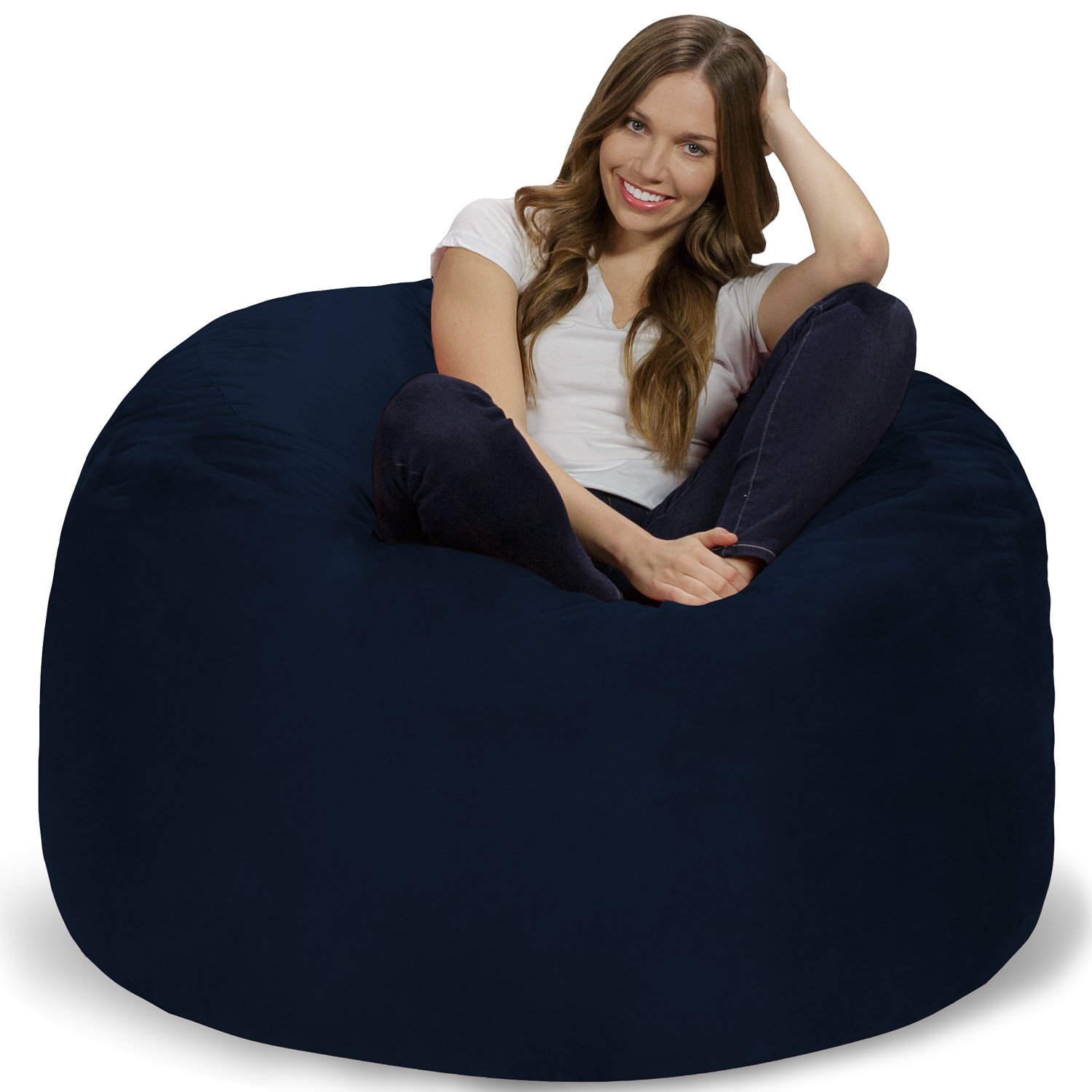 Chill Sack Bean Bag Chair Cover, 4-feet, Microsuede – Navy