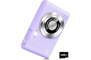 AYCY Digital Camera, Camera for Kids, UHD 4K 48MP Point and Shoot Digital Cameras with 64GB SD Card and 16X Digital Zoom Anti Shake, Compact Portable Small Gift for Boys Girls Students, Purple