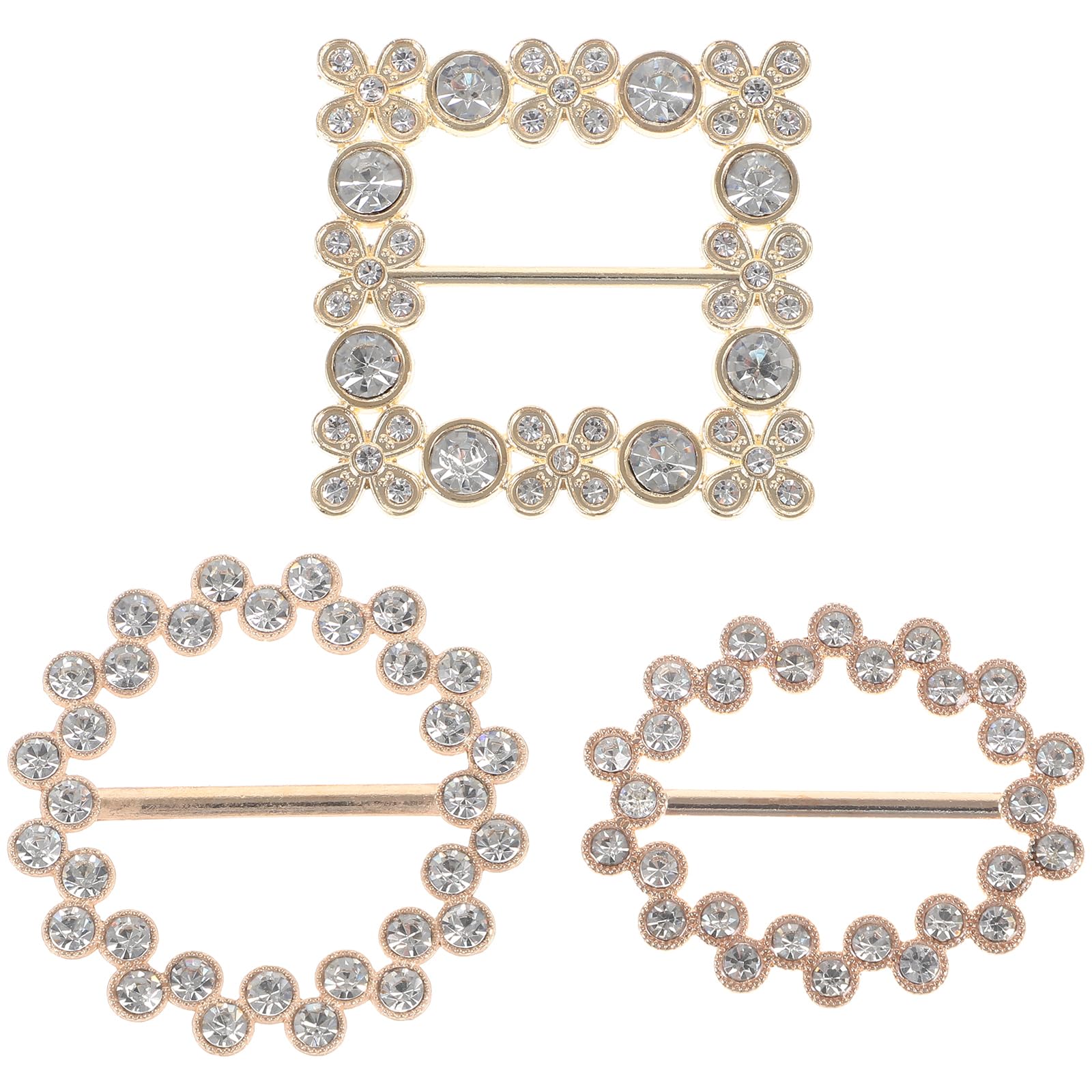 ABOOFAN 3PCS Metal Scarf Clips Ring Shiny Rhinestone Scarf Ring T-shirt Clips for Women Girls Decorative Accessories