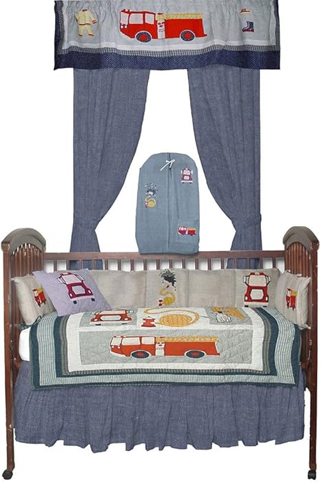 Amazon Com Patch Magic Fire Truck Crib Bedding Home Kitchen