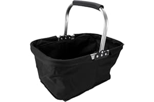 BAFOVY Foldable Shopping Basket, Sturdy Oxford Fabric Picnic Basket with Comfortable Grip Handles, for Grocery Camping Beach 