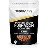 Terrasoul Superfoods Organic Five Mushroom Blend | Adaptogenic | USDA Organic, Vegan, Non-GMO, Gluten-Free | Reishi, Chaga, Lion’s Mane, Cordyceps, Turkey Tail