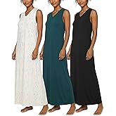 Real Essentials 3 Pack: Women's Soft Tank Nightgown Sleeveless Nightshirt Sleep Dress (Available In Plus Size)
