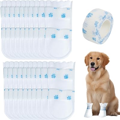 GBULTR 20pcs Disposable Dog Boots for Injured Paws Waterproof Bandage Covers