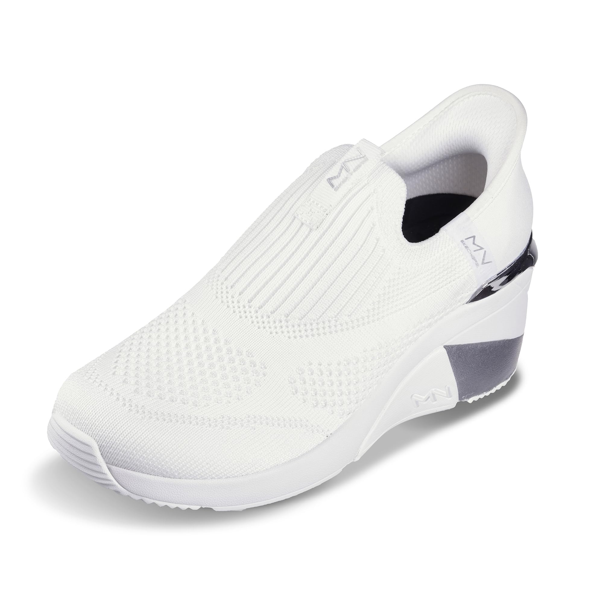 Skechers Women's A-Wedge-Crecent Hands Free Slip-ins Sneaker, White, 7.5 Image