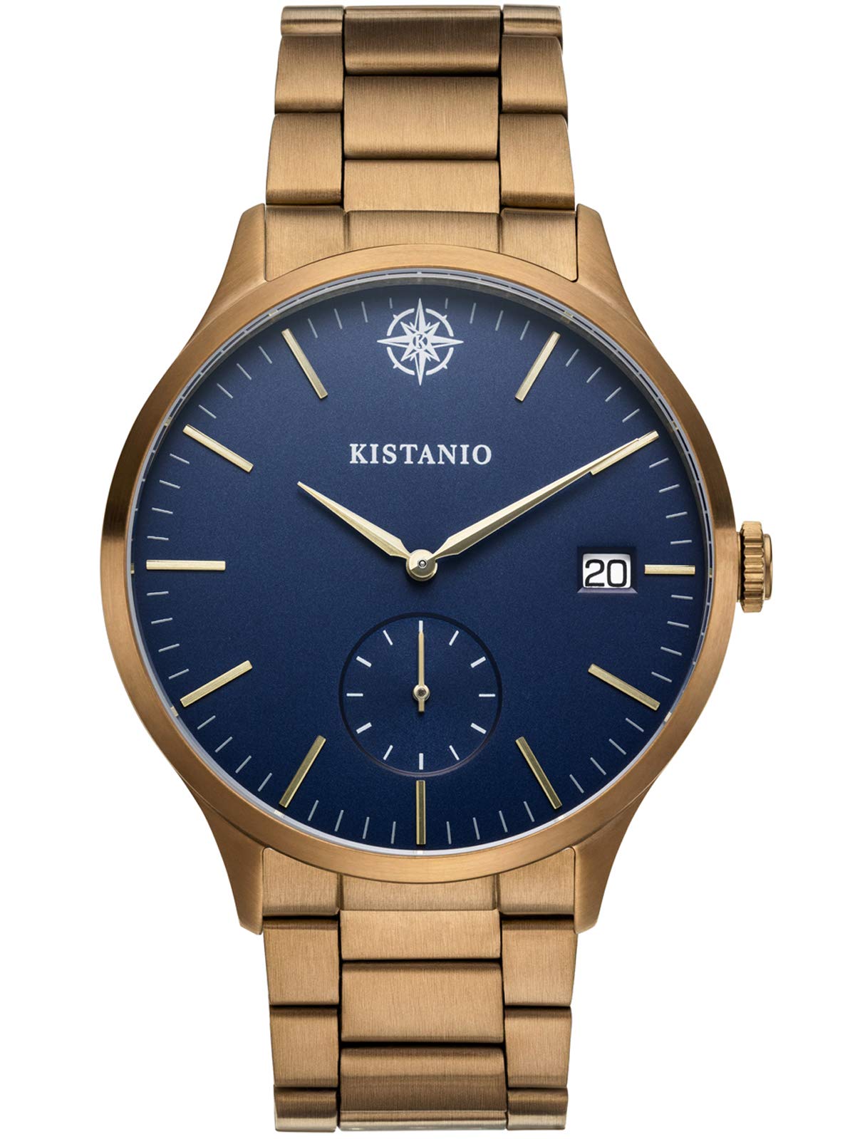 Kistanio Men's Watch Stratolis Sapphire Crystal Khaki Blue with Stainless Steel Bracelet KIS-STR-40-094