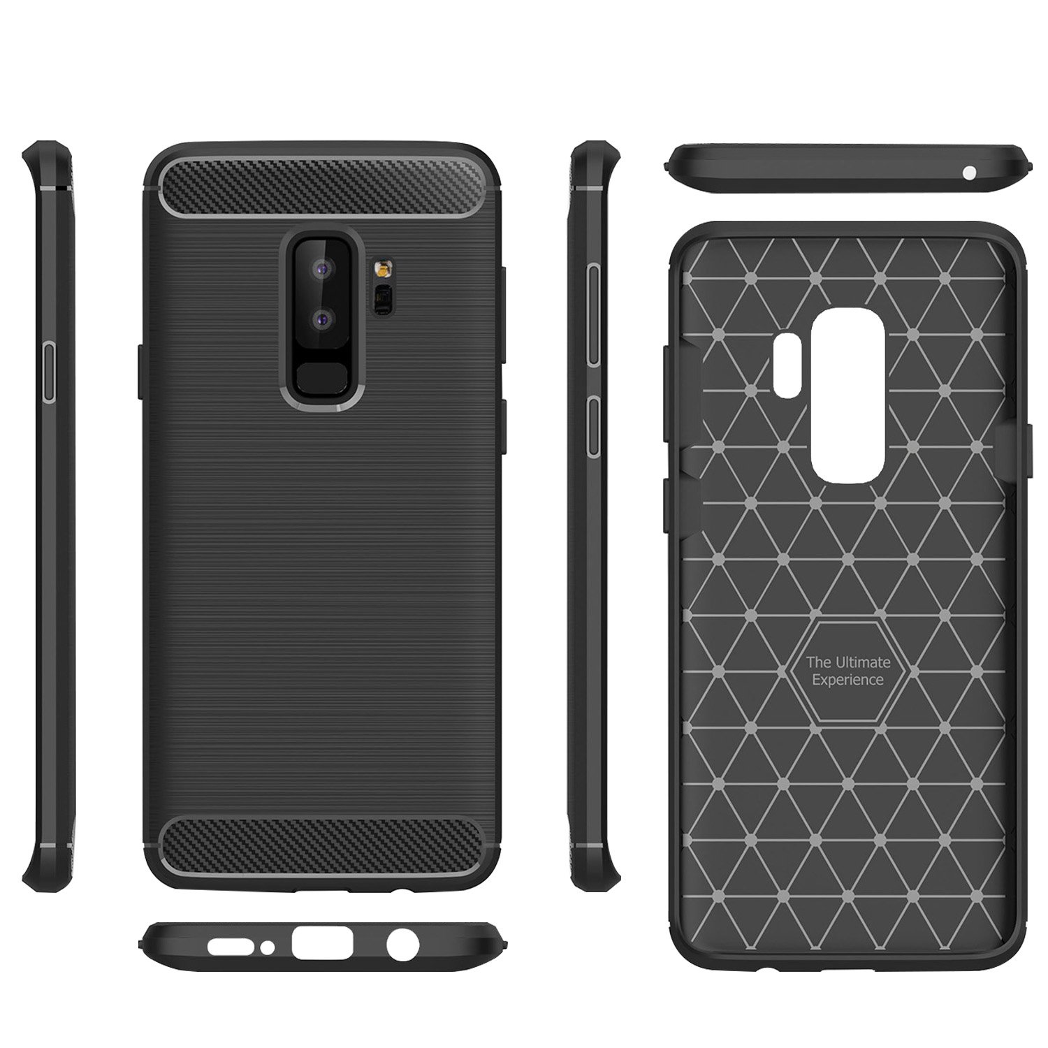 Galaxy S9 Plus Case, Soft Shell Ultra Slim Anti-Slip Protective Case for Samsung Galaxy S9+ Plus Cover with Carbon Fiber Design for Samsung S9 Plus-Black