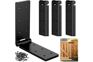 EEGOOWA Heavy Duty Gate Hinges, Black Gate Hinges with Screws, Heavy Duty Door Hinges，Adjustable Hardware Hinges Kit,Durable Barn Door for Wooden Fences Yard Gate (Black-4PCS)