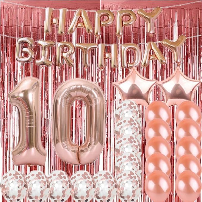 Sweet 10th Birthday Decorations Party Supplies,Rose Gold