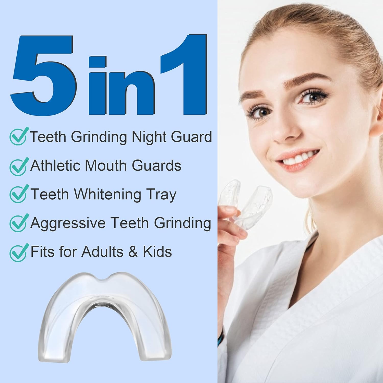 Mouth Guard for Grinding Teeth 2 Size Upgraded Dental Guard for Teeth Grinding, Eliminates Teeth Clenching, Anti Grinding Dental Night Guard, Stops Bruxism, Case Include Pack of 10 pcs : Beauty