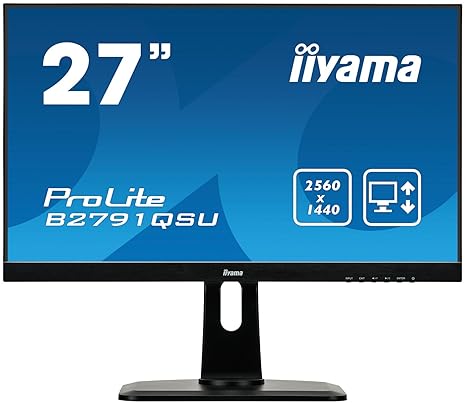 iiyama ProLite B2791QSU-B1 68,5cm (27 Zoll) LED-Monitor QHD (DVI, HDMI, DisplayPort, USB3.0, FreeSync, Höhenverstellung, Pivo