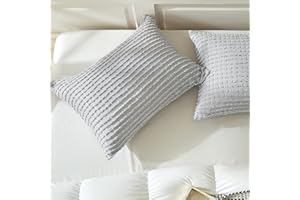 WARMDERN Grey Pillow Covers Queen Standard Pillow Cases Soft Microfiber Pillow Cases Set of 2 Boho Textured Pillowcase with Envelope Closure(Grey, Queen/Standard 20x26 Inches)