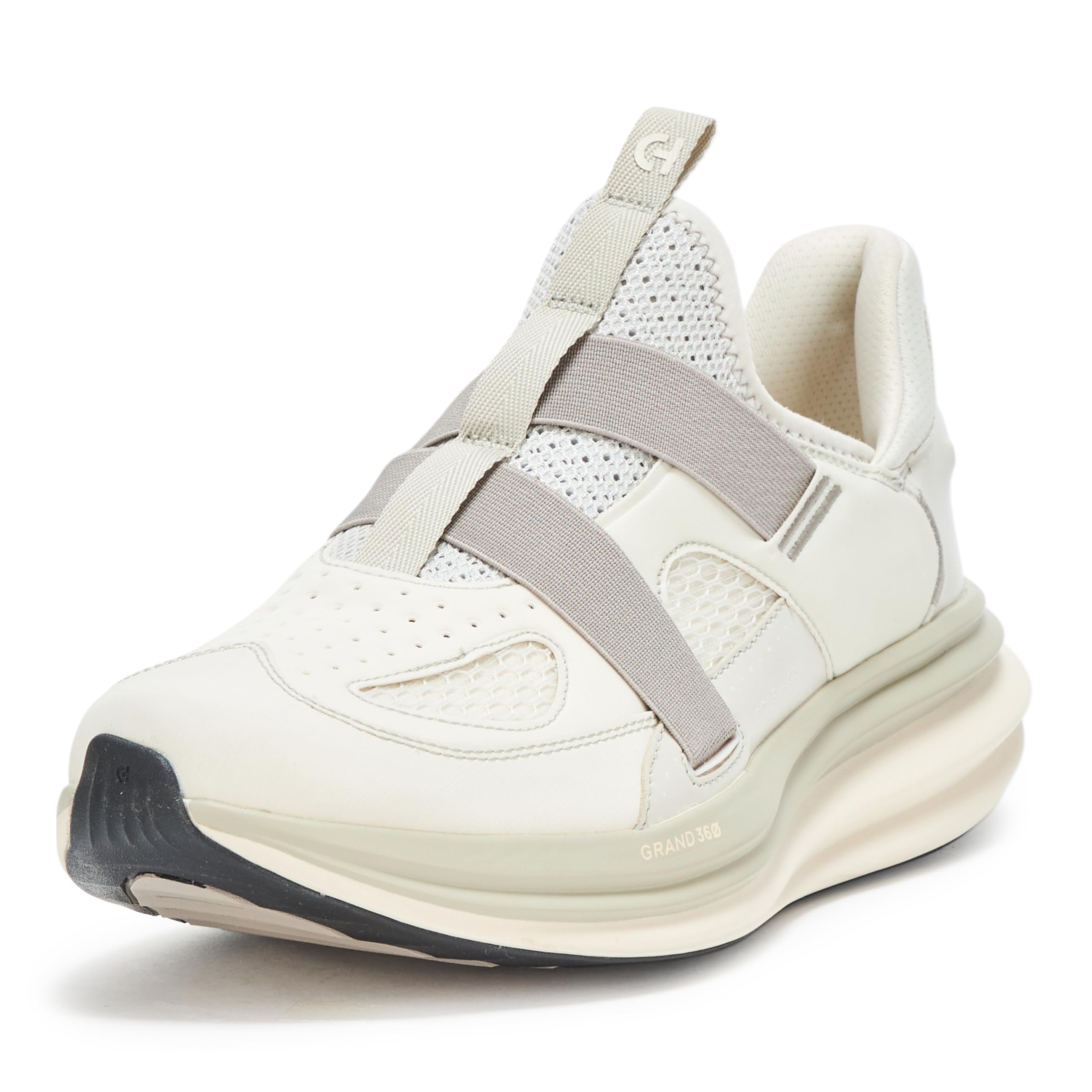 Cole Haan Men’s Original Grand Quadstar Monk Strap Running Sneakers, Silver Birch/Dove/Ivory, 9-M US