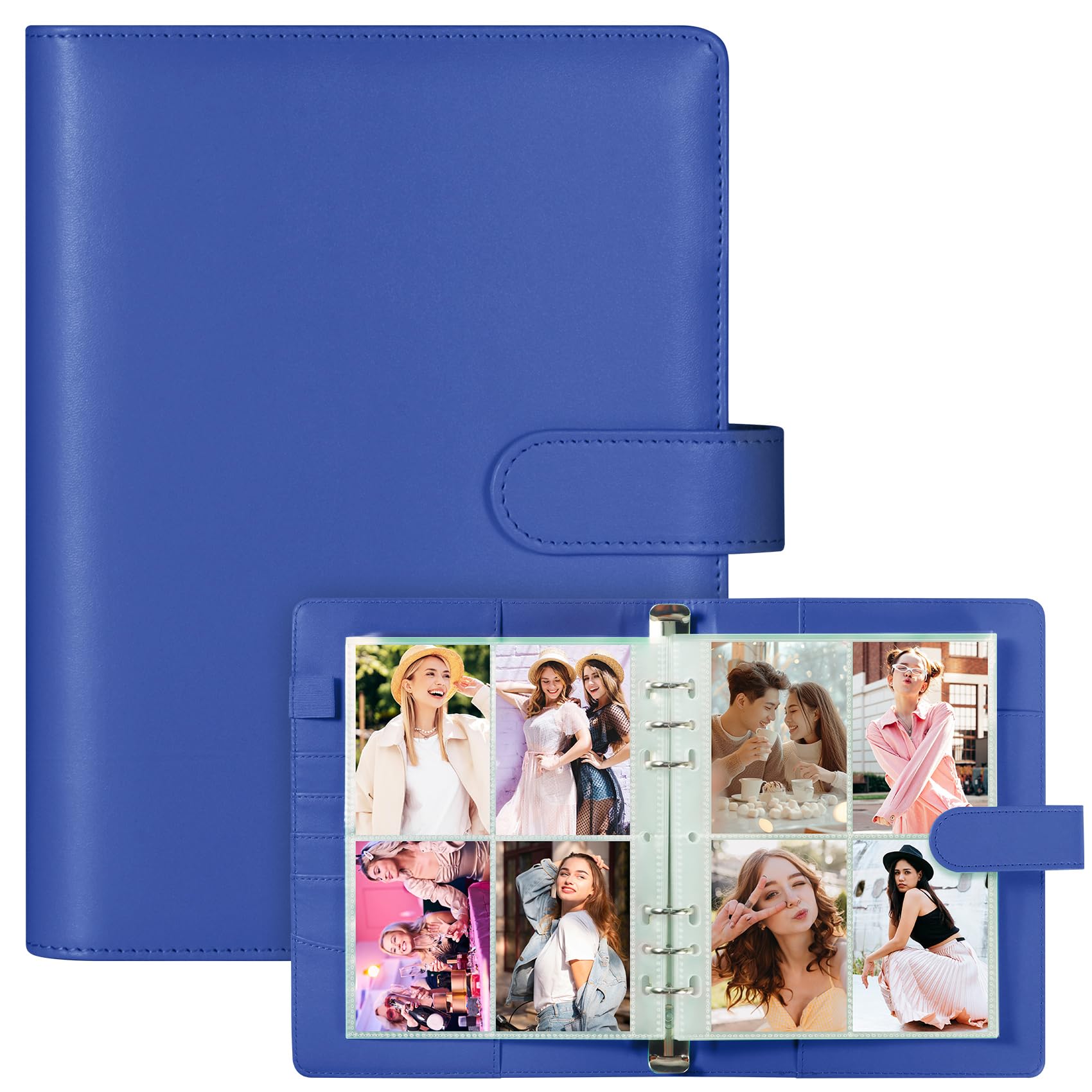 A5 Kpop Photocard Binder with 30 Pack 4-Pocket Pages, 6 Ring Binder Album with 240 Card Slots, PU Leather Binder with Magnetic Buckle Closure for Organising Trading Cards, K-pop Photo Card
