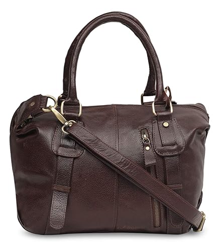 Musqari medium capacity leather shoulder bags for women cum handbags for women (pure leather bag) (Brown)