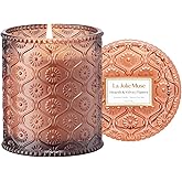 LA JOLIE MUSE Hearth & Velvet Flames Candle - Saffron, Clove, Vanilla | 6 oz Natural Soy Wax | 40 Hours Clean Burn | Elegant Home Décor | Gift-Ready for Hosts & Gatherings