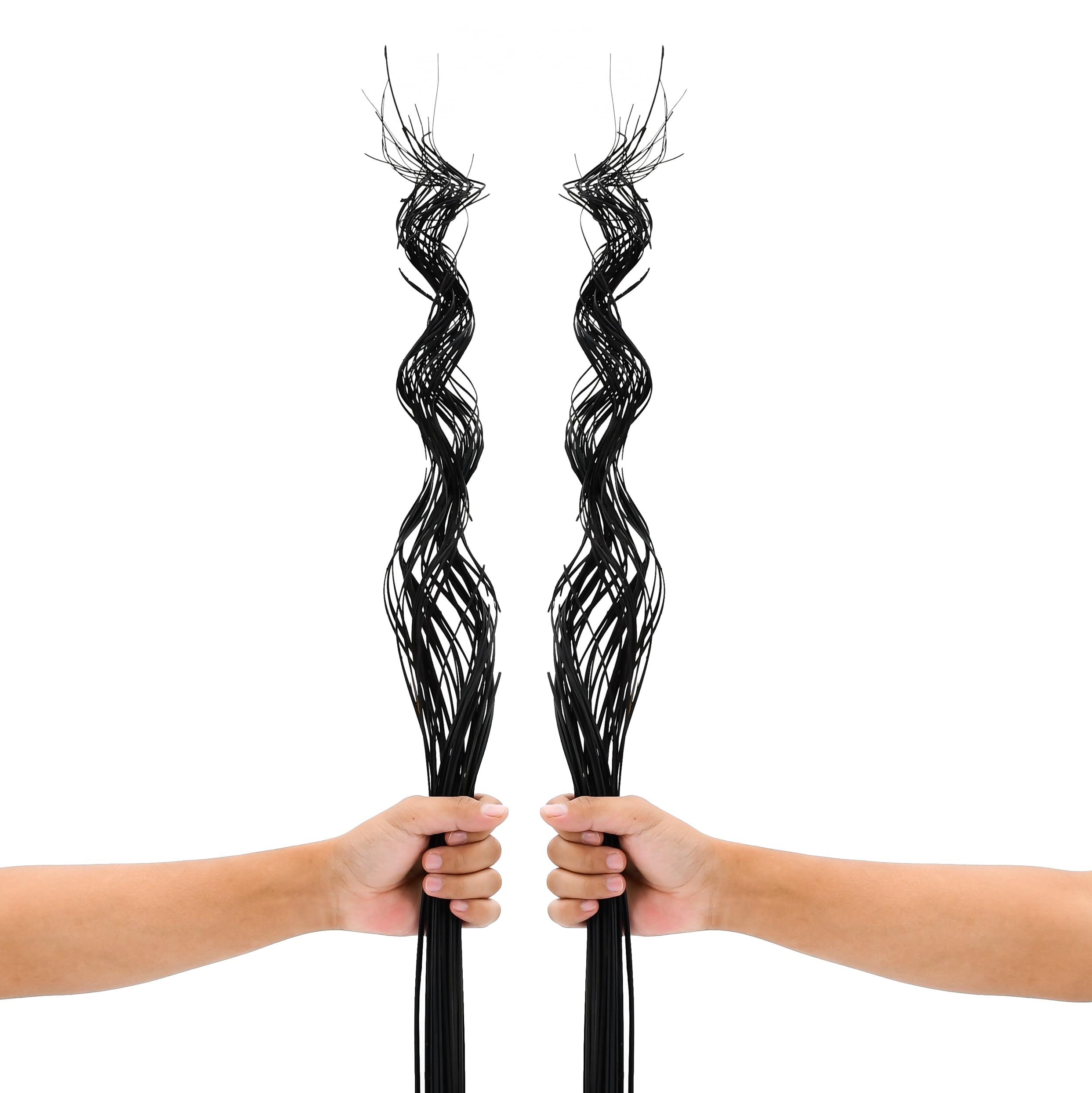 Leewadee Tall Vase Filler, Wavy Palm Leaves – 2 Bunches Of Colored Curly Twigs for Floor Vases, Dried Arrangements for For Vintage Or Modern House Decor, 100 cm, Black Brown