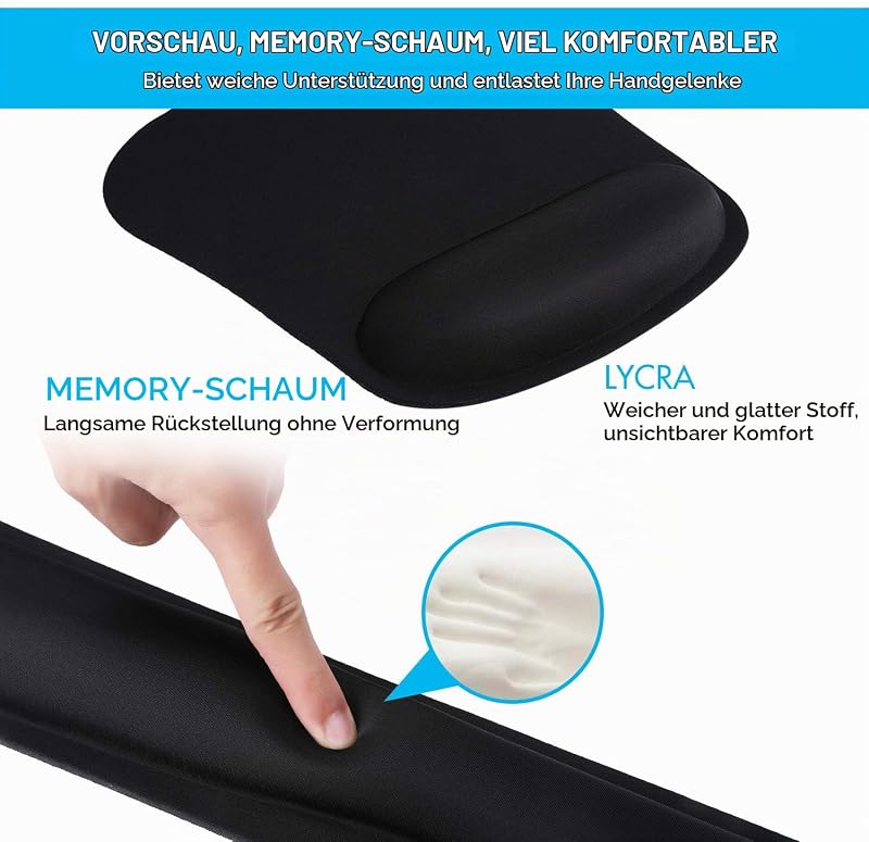 Mouse Mat Gel Cushion Mouse Pad with Palm Rest Ergonomic Mouse Pad Keyboard Wrist Rest Gel Cushion Mouse Mat for Computer and Laptop (Dark)