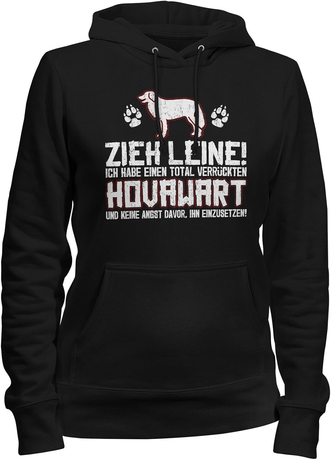 Fashionalarm Damen Kapuzen Pullover Zieh Leine verrückter Hovawart