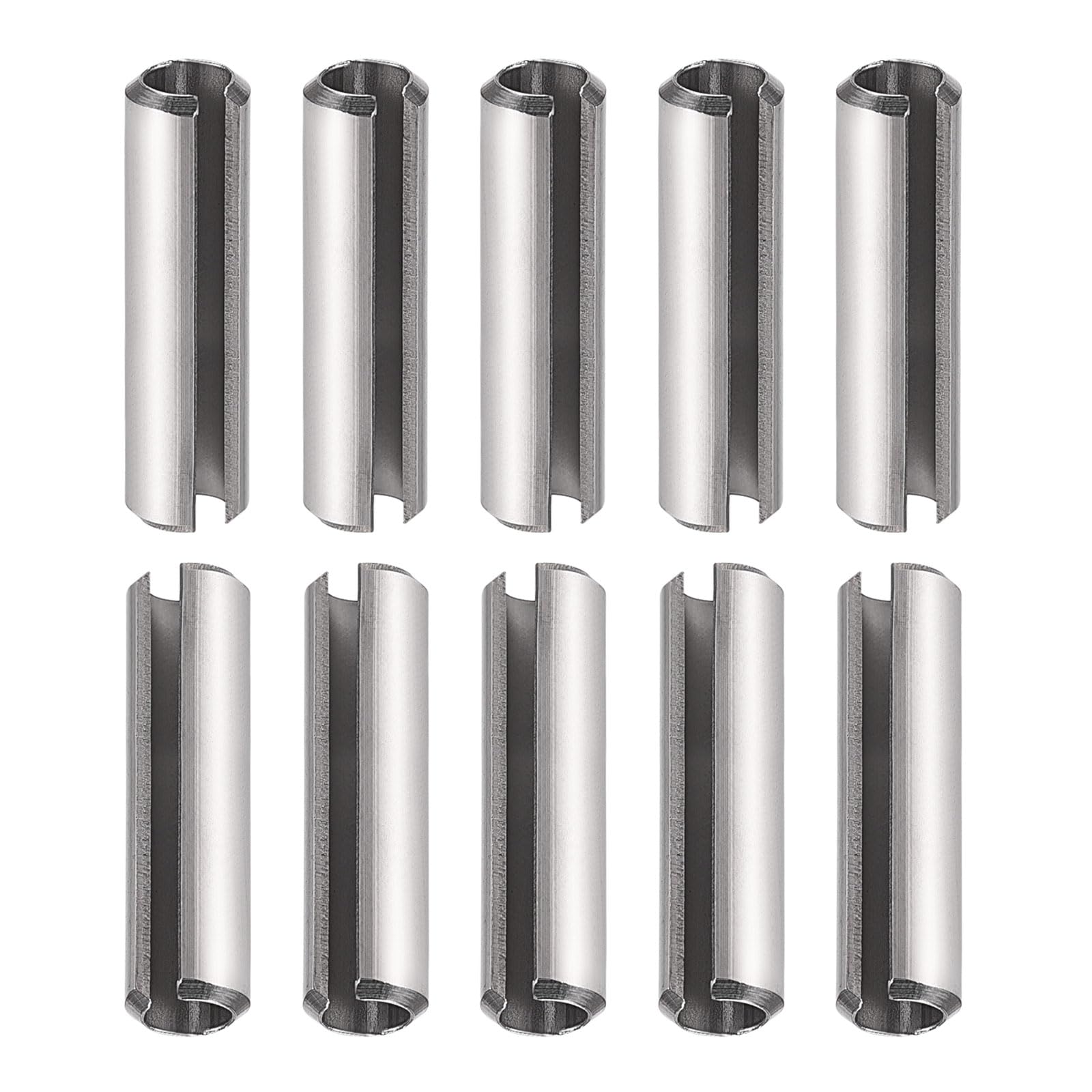 DTGN 6mmx50mm(DxL) Slotted Spring Pin - 10Pack - Good for Home Machine Fastener - 304 Stainless Steel Spring Dowel Tension Roll Pin - Silver