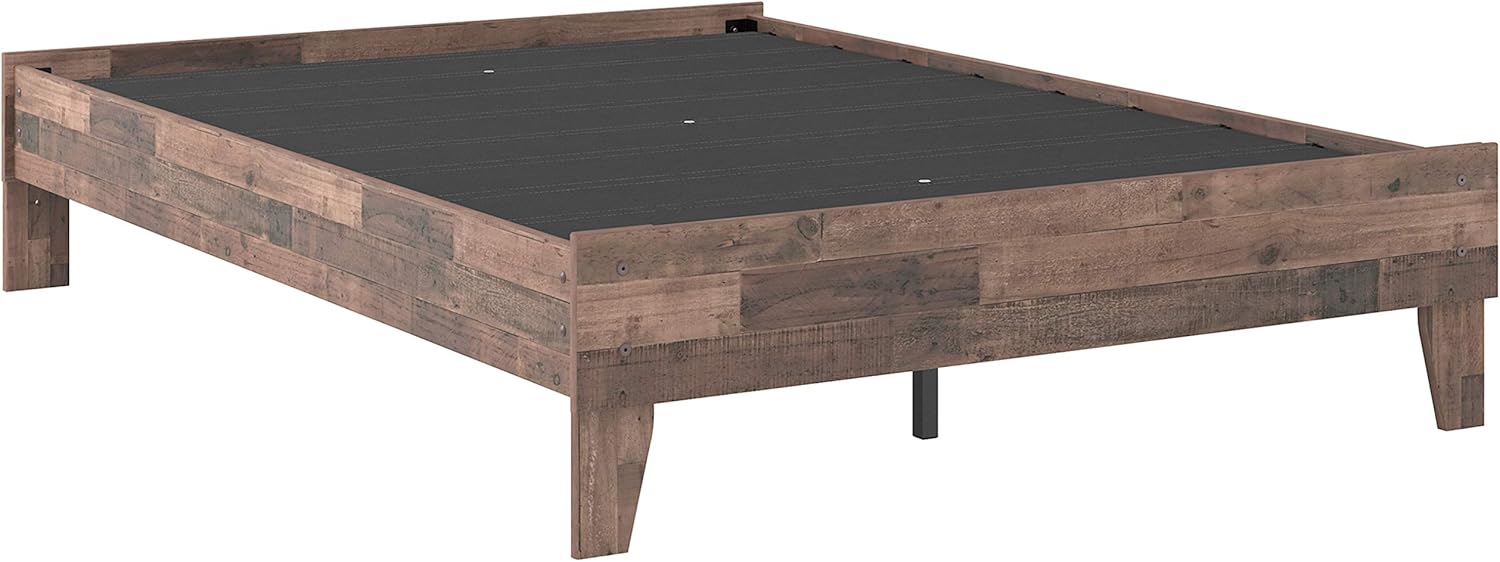 Signature Design by Ashley Neilsville Butcher Block Style Platform Bed, Full, Rustic Gray