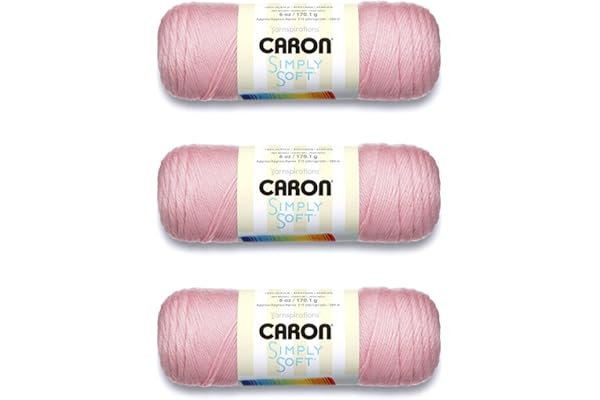Caron Simply Soft Soft Pink Yarn - 3 Pack of 170g/6oz - Acrylic - 4 Medium (Worsted) - 315 Yards - Knitting/Crochet