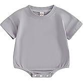 Balaflyie Cotton Bubble Romper Baby Boy Girl Oversize Tshirt Bodysuit Short Sleeve Infant Summer Clothes