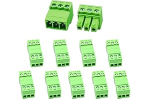 KUOSBIU 10 Set 3 Pin 3.81mm Pitch Screw Terminal Block Connector, Male Plug and Female Socket Pluggable Phoenix Type Connectorfor 28-16AWG