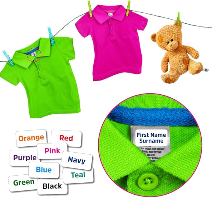 Name Labels for Clothes Stick On No Need to Iron on or sew in Clothing