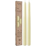 Hyoola 12" Beeswax Taper Candles - 12 Hour Burn Time - White Beeswax Candles - 2 Pack