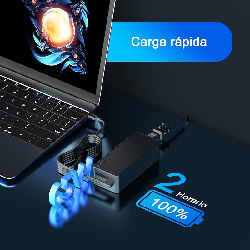 Carregador de computador Tipo C de 65W Compatível com a Série Lenovo ThinkPad Yoga