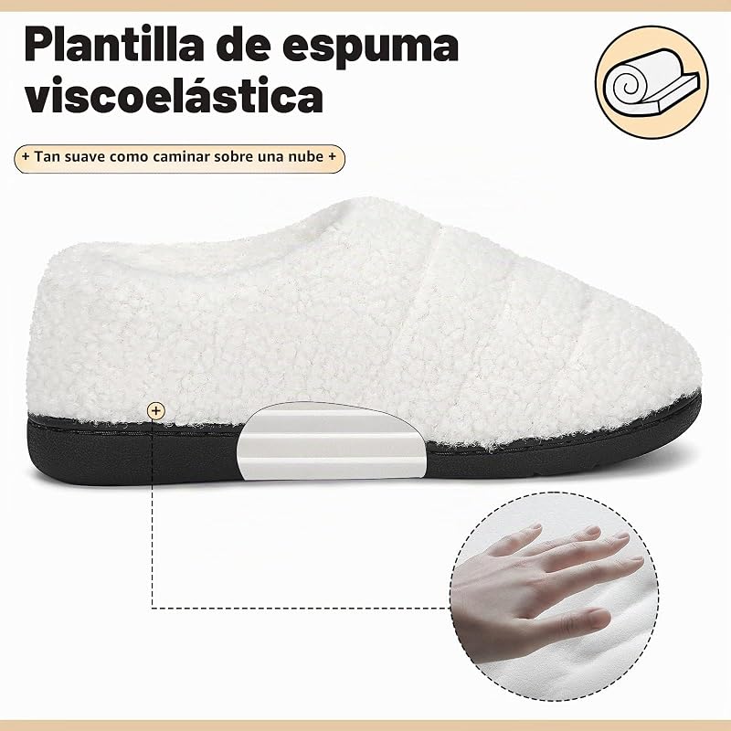 Zapatillas de Casa Unisex Invierno Cálido Blanco 42/43EU