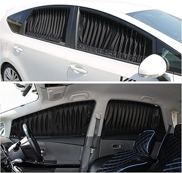 Amazon プリウスa カーテン 1台分セット 遮光カーテン 車中泊 黒 ブラック カーテン 車 バイク