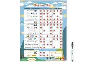 JJPRO Magnetic Reward Chart for Kids, Dry Erase Routine Chart, Behavior Chart for Kids, Star Chart for Kids Behavior at Home. includes 30 tasks,104 Stars -11“ x 14.5"-Blue